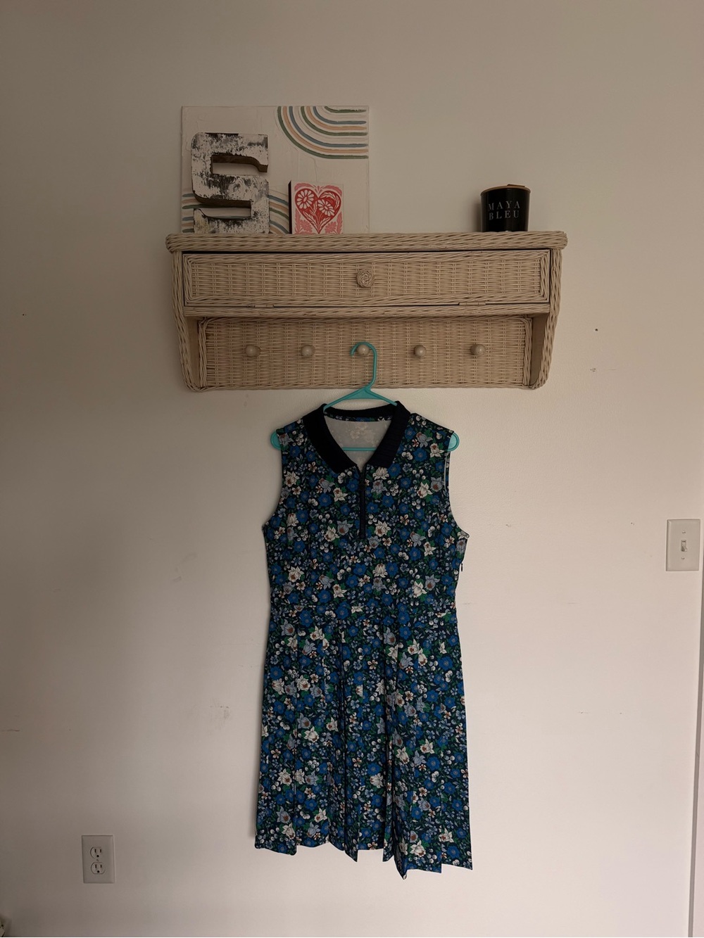 Tory Sport Blue Floral Sleeveless Polo Dress